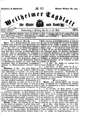 Weilheimer Tagblatt für Stadt und Land Freitag 23. Mai 1873