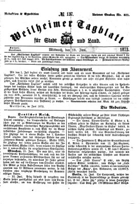 Weilheimer Tagblatt für Stadt und Land Mittwoch 18. Juni 1873