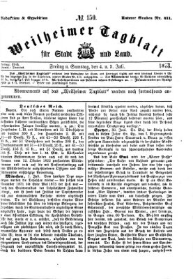 Weilheimer Tagblatt für Stadt und Land Freitag 4. Juli 1873