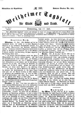 Weilheimer Tagblatt für Stadt und Land Donnerstag 17. Juli 1873