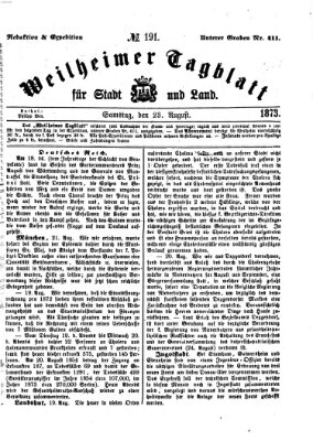 Weilheimer Tagblatt für Stadt und Land Samstag 23. August 1873