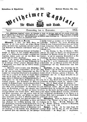 Weilheimer Tagblatt für Stadt und Land Donnerstag 4. September 1873