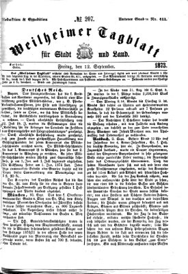 Weilheimer Tagblatt für Stadt und Land Freitag 12. September 1873