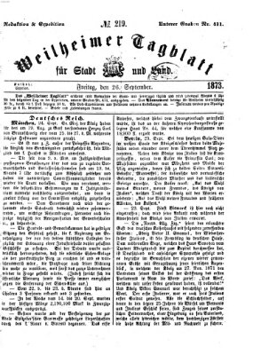 Weilheimer Tagblatt für Stadt und Land Freitag 26. September 1873