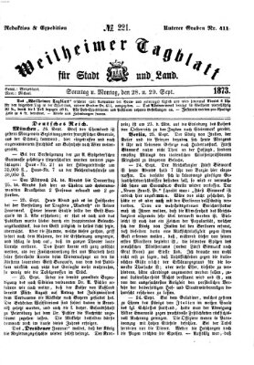 Weilheimer Tagblatt für Stadt und Land Sonntag 28. September 1873