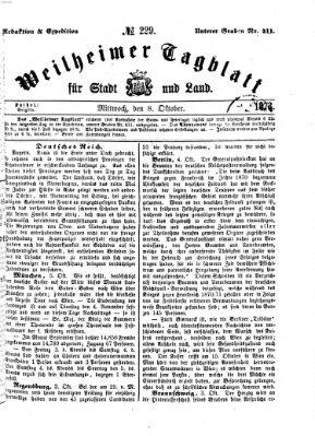 Weilheimer Tagblatt für Stadt und Land Mittwoch 8. Oktober 1873