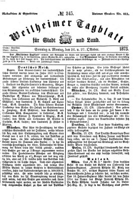 Weilheimer Tagblatt für Stadt und Land Montag 27. Oktober 1873