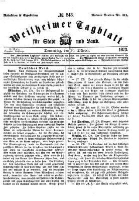 Weilheimer Tagblatt für Stadt und Land Donnerstag 30. Oktober 1873