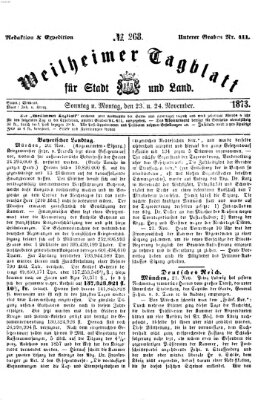 Weilheimer Tagblatt für Stadt und Land Montag 24. November 1873