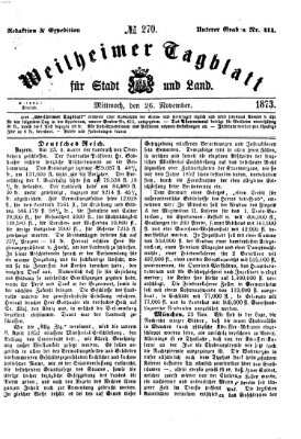 Weilheimer Tagblatt für Stadt und Land Mittwoch 26. November 1873