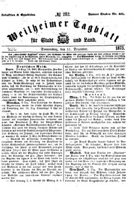 Weilheimer Tagblatt für Stadt und Land Donnerstag 11. Dezember 1873