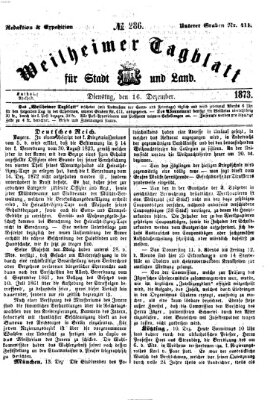 Weilheimer Tagblatt für Stadt und Land Dienstag 16. Dezember 1873