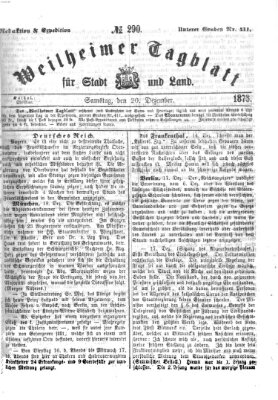 Weilheimer Tagblatt für Stadt und Land Samstag 20. Dezember 1873