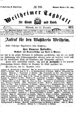 Weilheimer Tagblatt für Stadt und Land Mittwoch 24. Dezember 1873