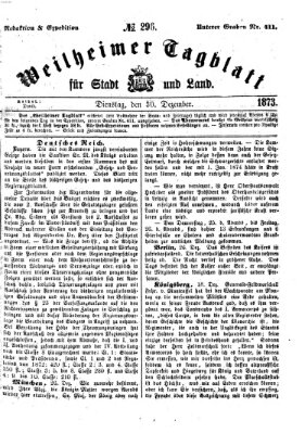 Weilheimer Tagblatt für Stadt und Land Dienstag 30. Dezember 1873