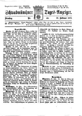 Schwabmünchner Tages-Anzeiger Dienstag 27. Februar 1872