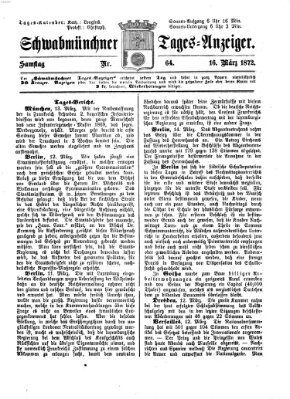 Schwabmünchner Tages-Anzeiger Samstag 16. März 1872