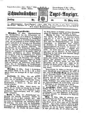 Schwabmünchner Tages-Anzeiger Freitag 22. März 1872