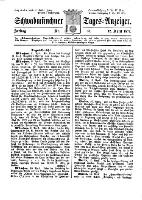 Schwabmünchner Tages-Anzeiger Freitag 12. April 1872