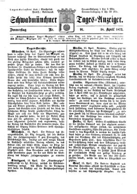 Schwabmünchner Tages-Anzeiger Donnerstag 18. April 1872