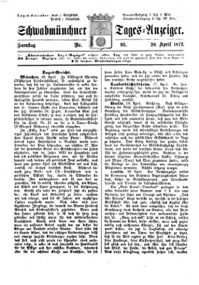 Schwabmünchner Tages-Anzeiger Samstag 20. April 1872