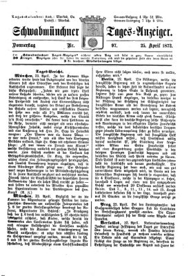 Schwabmünchner Tages-Anzeiger Donnerstag 25. April 1872