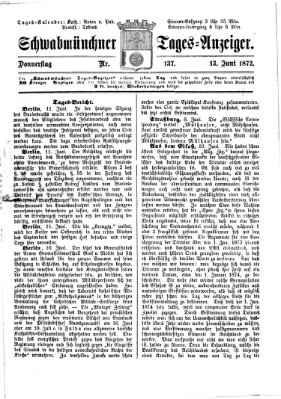 Schwabmünchner Tages-Anzeiger Donnerstag 13. Juni 1872