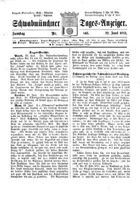 Schwabmünchner Tages-Anzeiger Samstag 22. Juni 1872