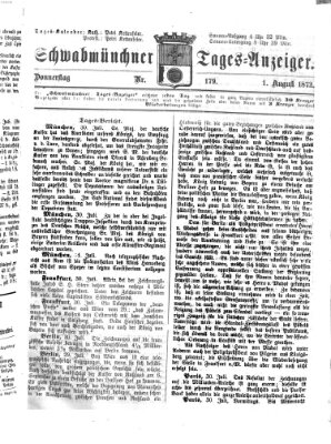 Schwabmünchner Tages-Anzeiger Donnerstag 1. August 1872