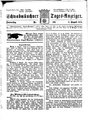 Schwabmünchner Tages-Anzeiger Donnerstag 8. August 1872