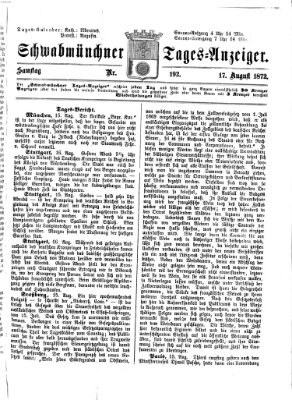 Schwabmünchner Tages-Anzeiger Samstag 17. August 1872