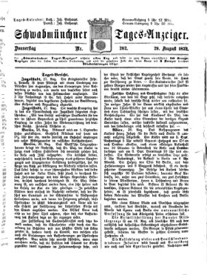 Schwabmünchner Tages-Anzeiger Donnerstag 29. August 1872