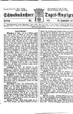 Schwabmünchner Tages-Anzeiger Freitag 13. September 1872