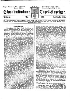 Schwabmünchner Tages-Anzeiger Mittwoch 2. Oktober 1872