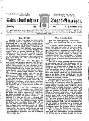 Schwabmünchner Tages-Anzeiger Sonntag 3. November 1872