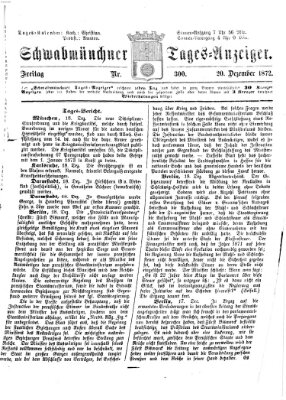 Schwabmünchner Tages-Anzeiger Freitag 20. Dezember 1872