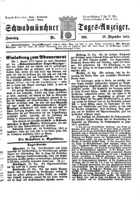 Schwabmünchner Tages-Anzeiger Sonntag 22. Dezember 1872