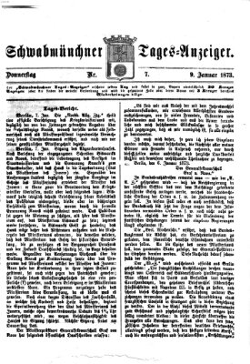 Schwabmünchner Tages-Anzeiger Donnerstag 9. Januar 1873