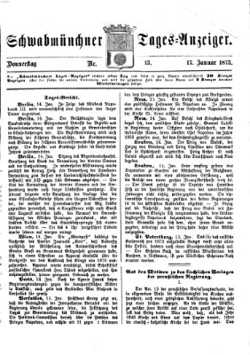 Schwabmünchner Tages-Anzeiger Donnerstag 16. Januar 1873