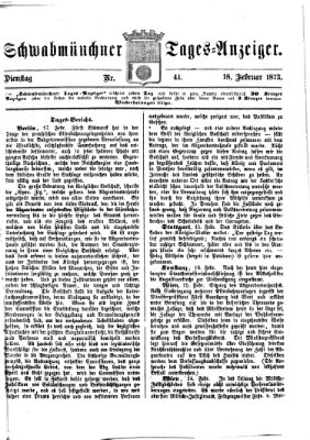 Schwabmünchner Tages-Anzeiger Dienstag 18. Februar 1873