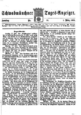 Schwabmünchner Tages-Anzeiger Samstag 1. März 1873