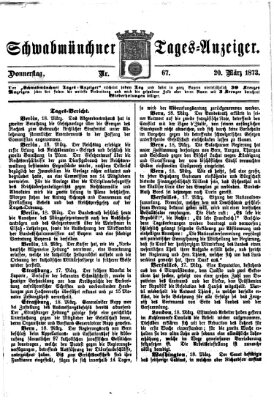 Schwabmünchner Tages-Anzeiger Donnerstag 20. März 1873