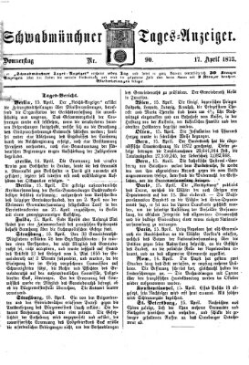 Schwabmünchner Tages-Anzeiger Donnerstag 17. April 1873