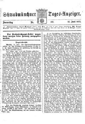 Schwabmünchner Tages-Anzeiger Donnerstag 12. Juni 1873