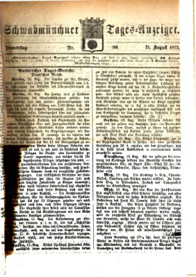 Schwabmünchner Tages-Anzeiger Donnerstag 21. August 1873