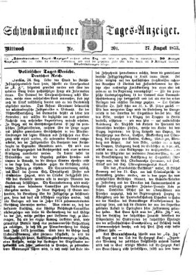 Schwabmünchner Tages-Anzeiger Mittwoch 27. August 1873