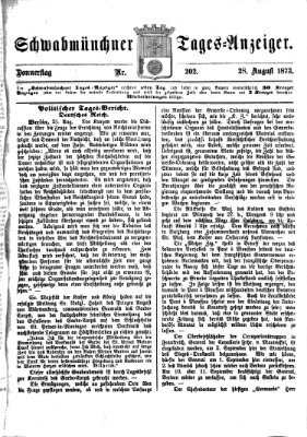 Schwabmünchner Tages-Anzeiger Donnerstag 28. August 1873