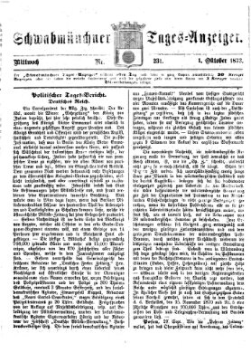 Schwabmünchner Tages-Anzeiger Mittwoch 1. Oktober 1873