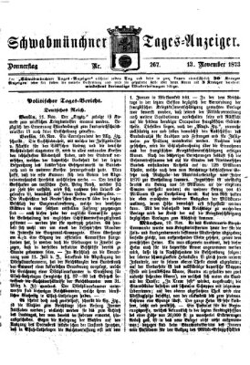 Schwabmünchner Tages-Anzeiger Donnerstag 13. November 1873