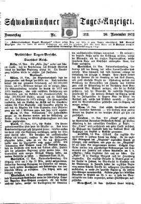 Schwabmünchner Tages-Anzeiger Donnerstag 20. November 1873